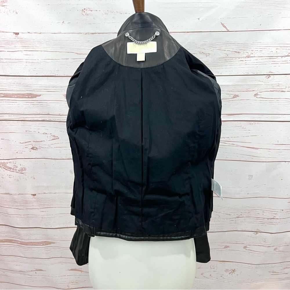 Michael Kors Quilted Leather Moto Jacket Asymmetrical Zip Buckle Genuine - Picture 12 of 16